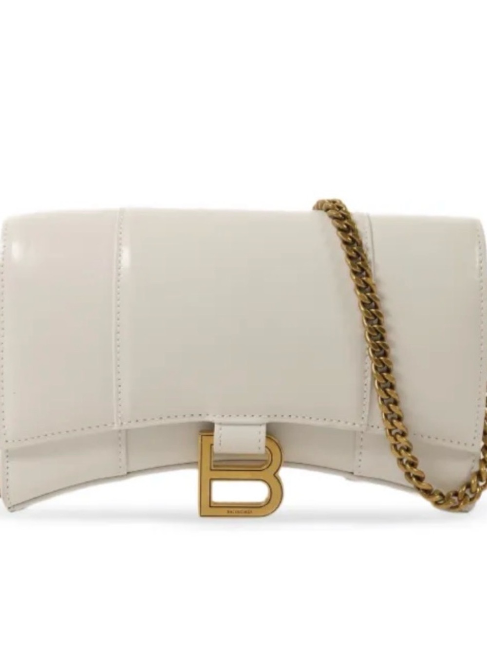 Balenciaga Cream Leather B-Logo Chain Crossbody Bag